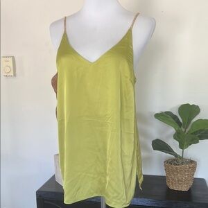 Cupcakes & Cashmere chartreuse Sleeveless Camisole Top with gold chain straps